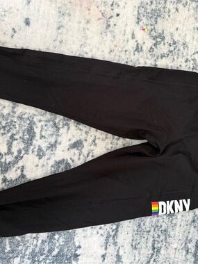 DKNY Black Leggings with Rainbow Stripe Logo